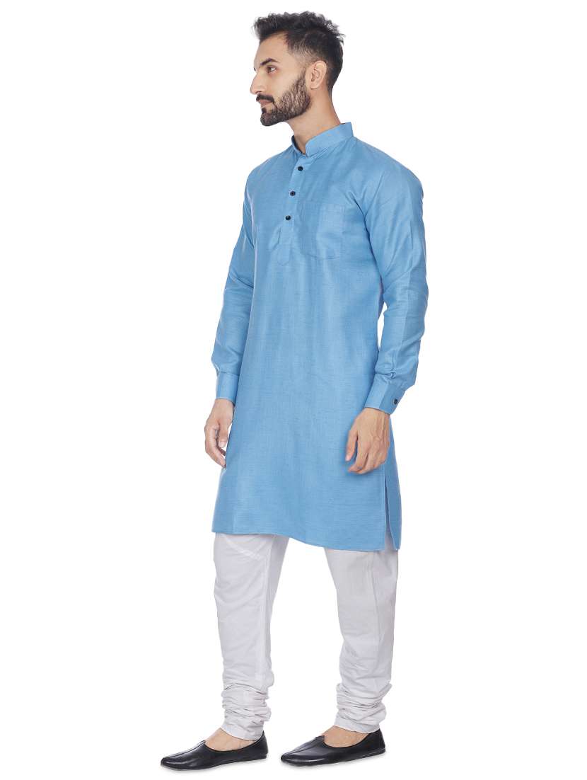 blue solid long kurta - 16599850 -  Standard Image - 1