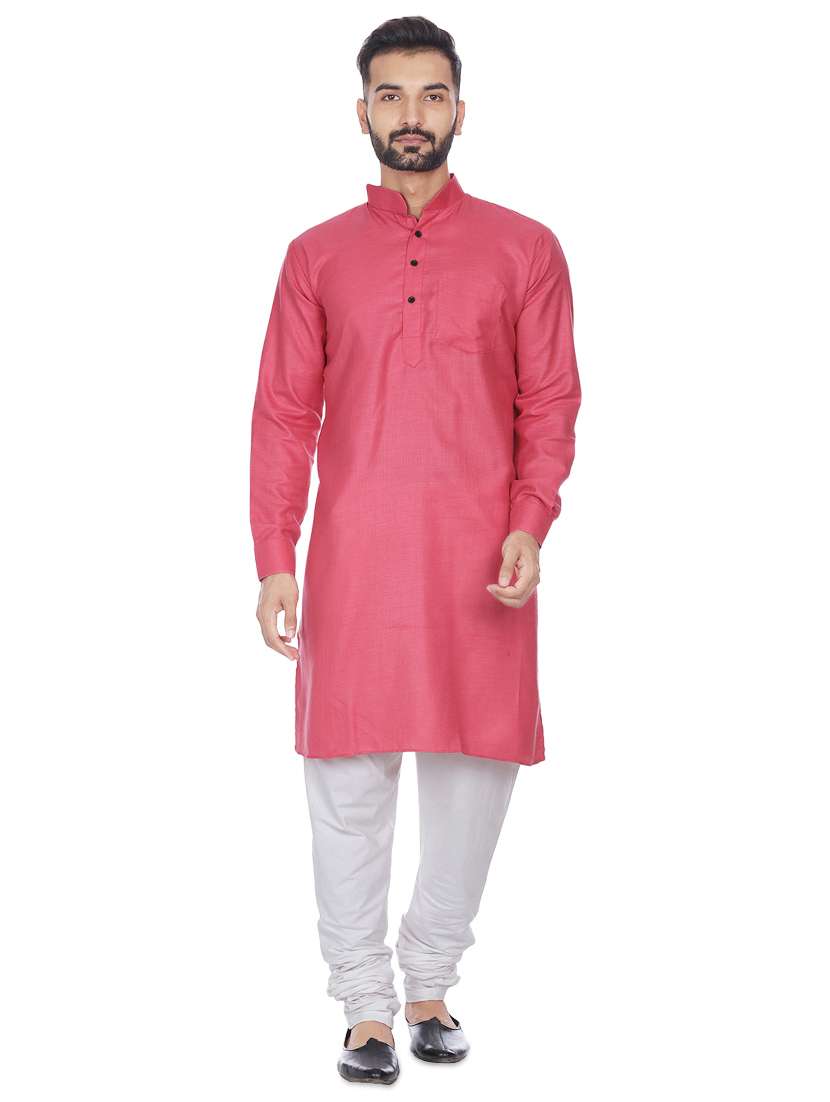 pink solid long kurta