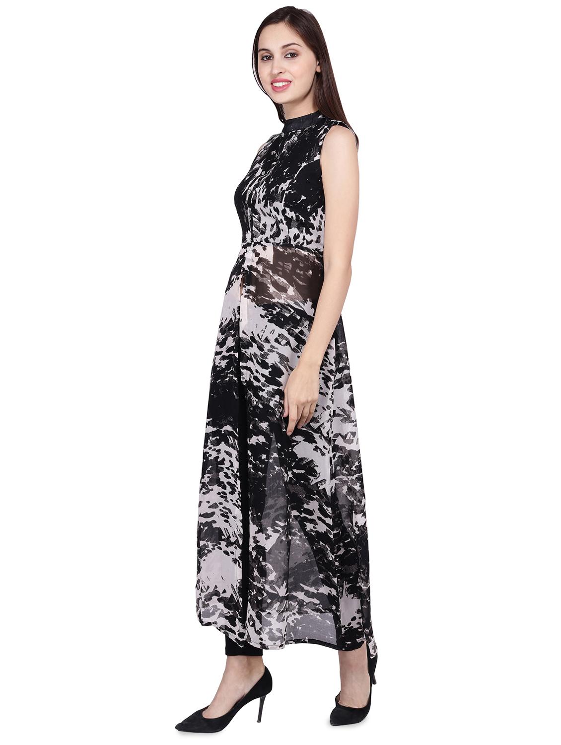 mock neck button detail maxi tunic - 16600183 - Standard Image - 1