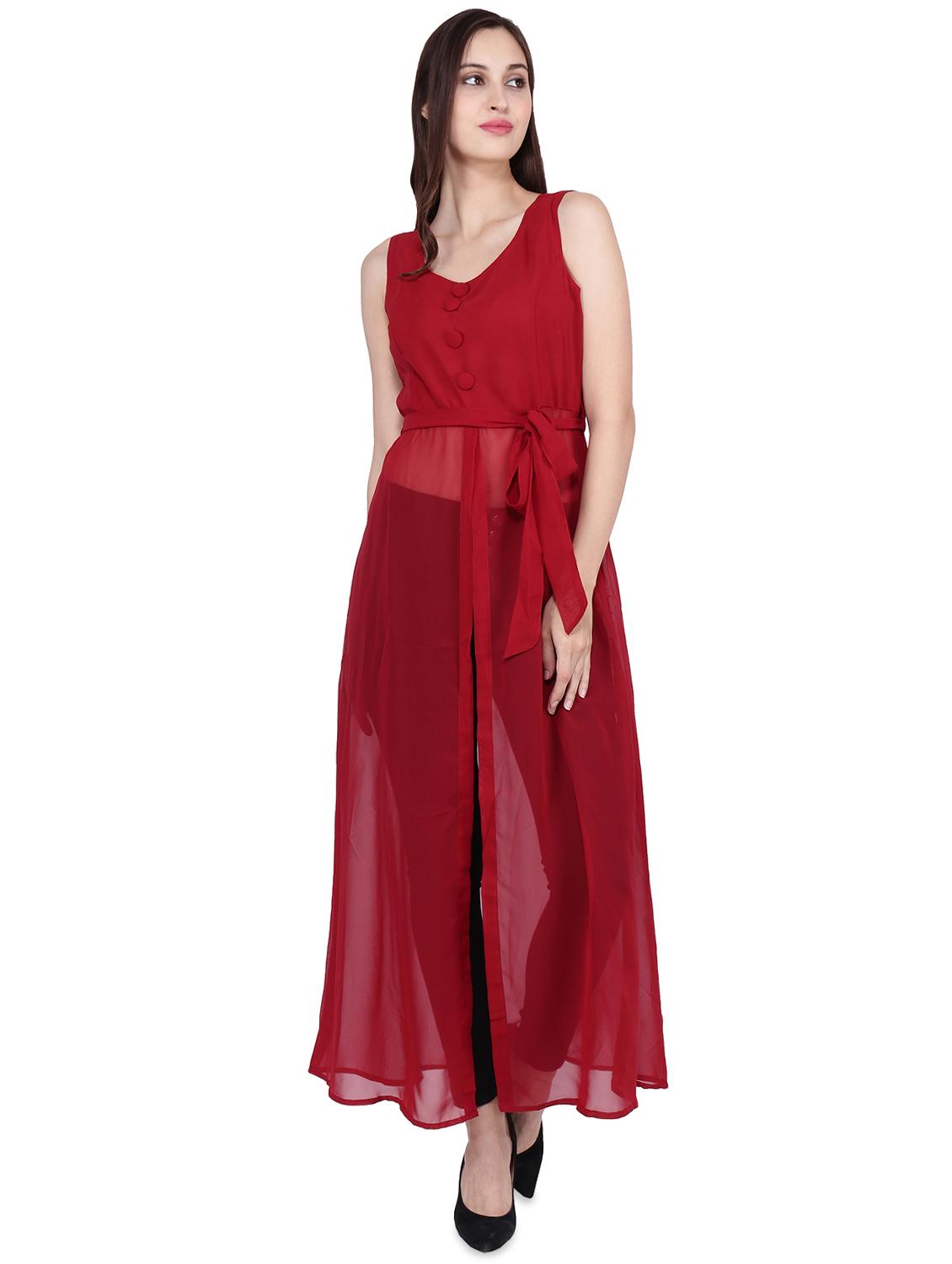 mock neck button detail maxi tunic - 16600185 -  Zoom Image - 0