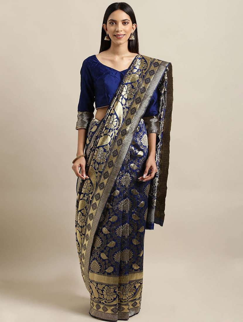 ethnic motif banarasi saree with blouse