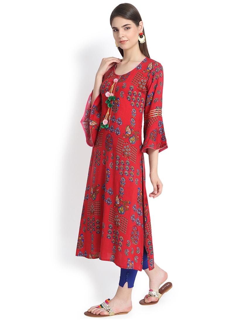 pink rayon straight kurta - 16600724 - Standard Image - 1