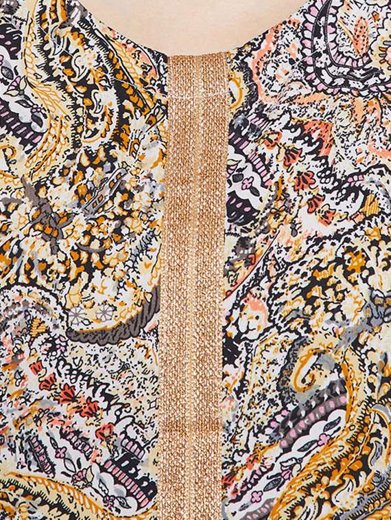 abstract printed synthetic high slit kurta - 16600742 - Standard Image - 4