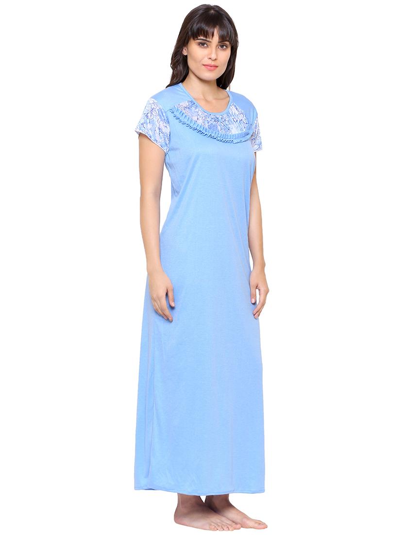 round neck frill trim nighty - 16600839 - Standard Image - 1