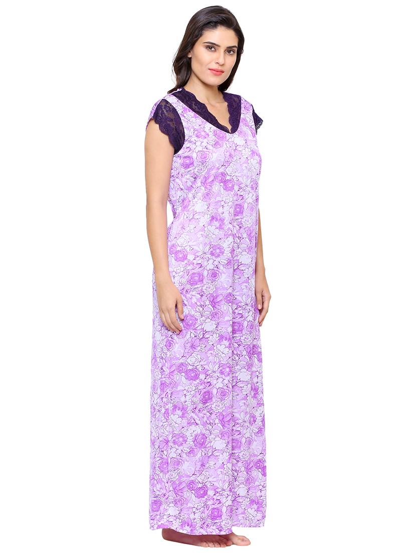 v neck floral nighty - 16600842 -  Standard Image - 1
