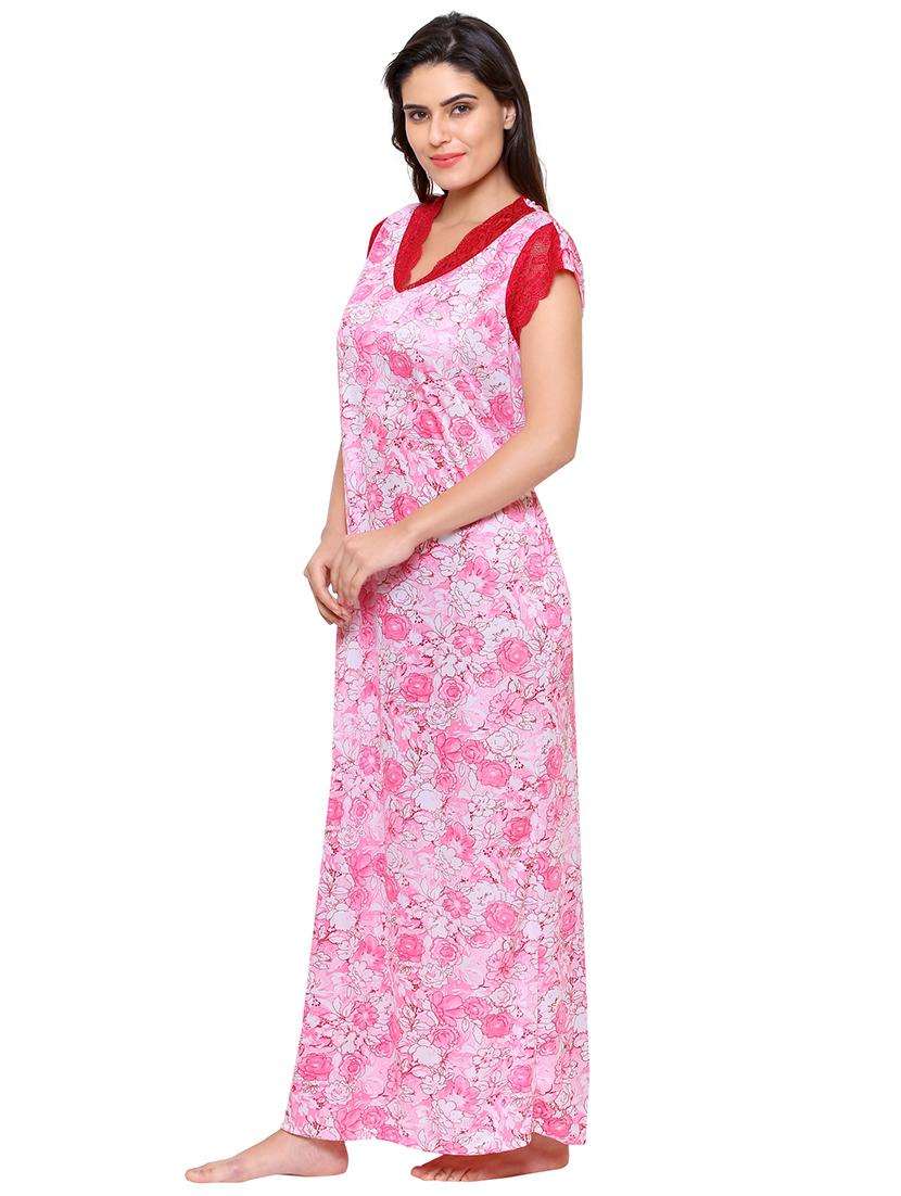 v neck floral nighty - 16600843 -  Standard Image - 1