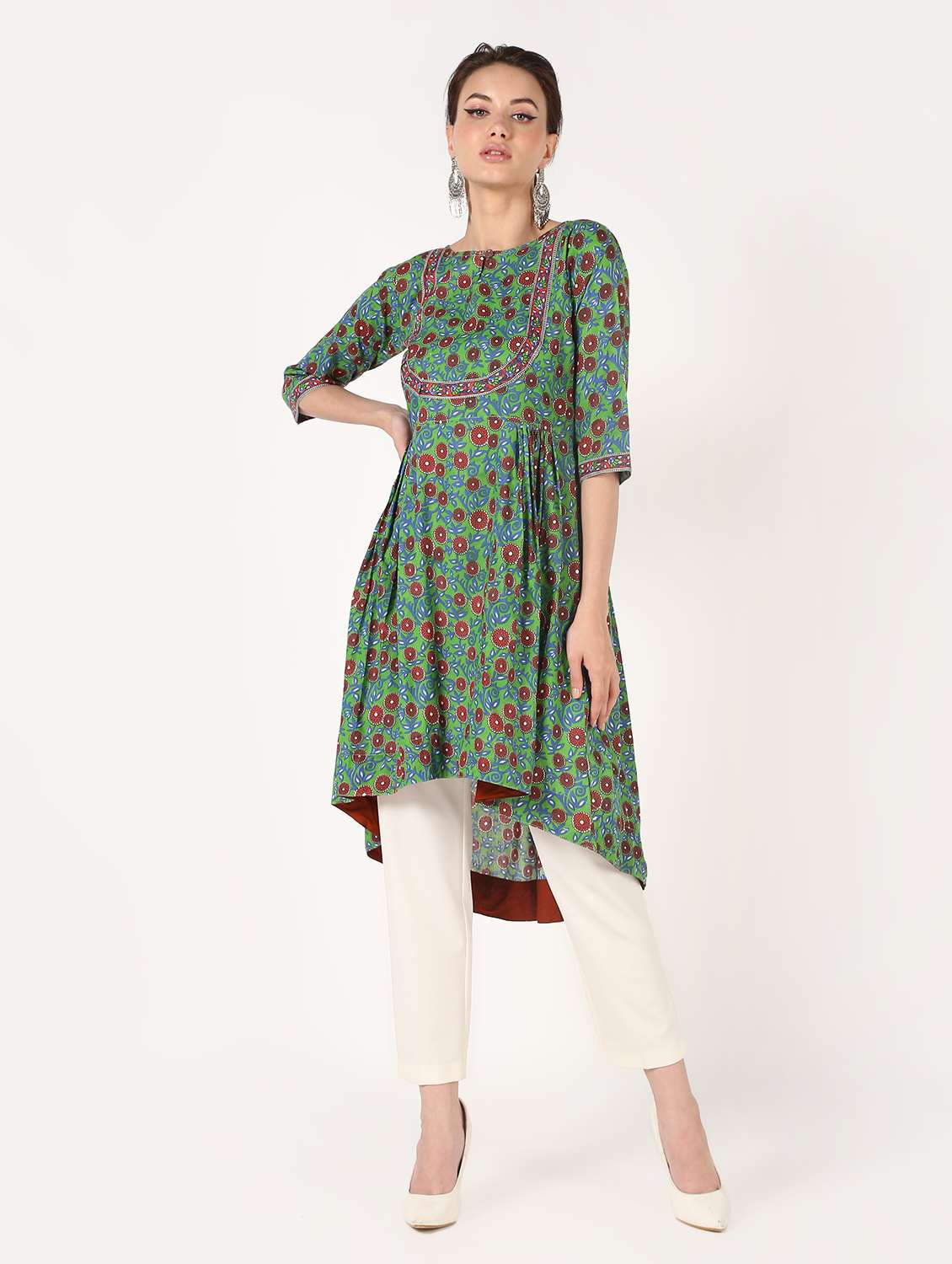 printed high-low kurta