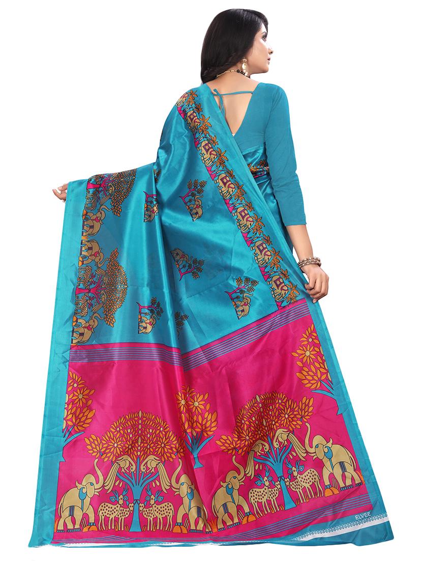 women's conversational blue colored saree with blouse - 16601969 - Standard Image - 1
