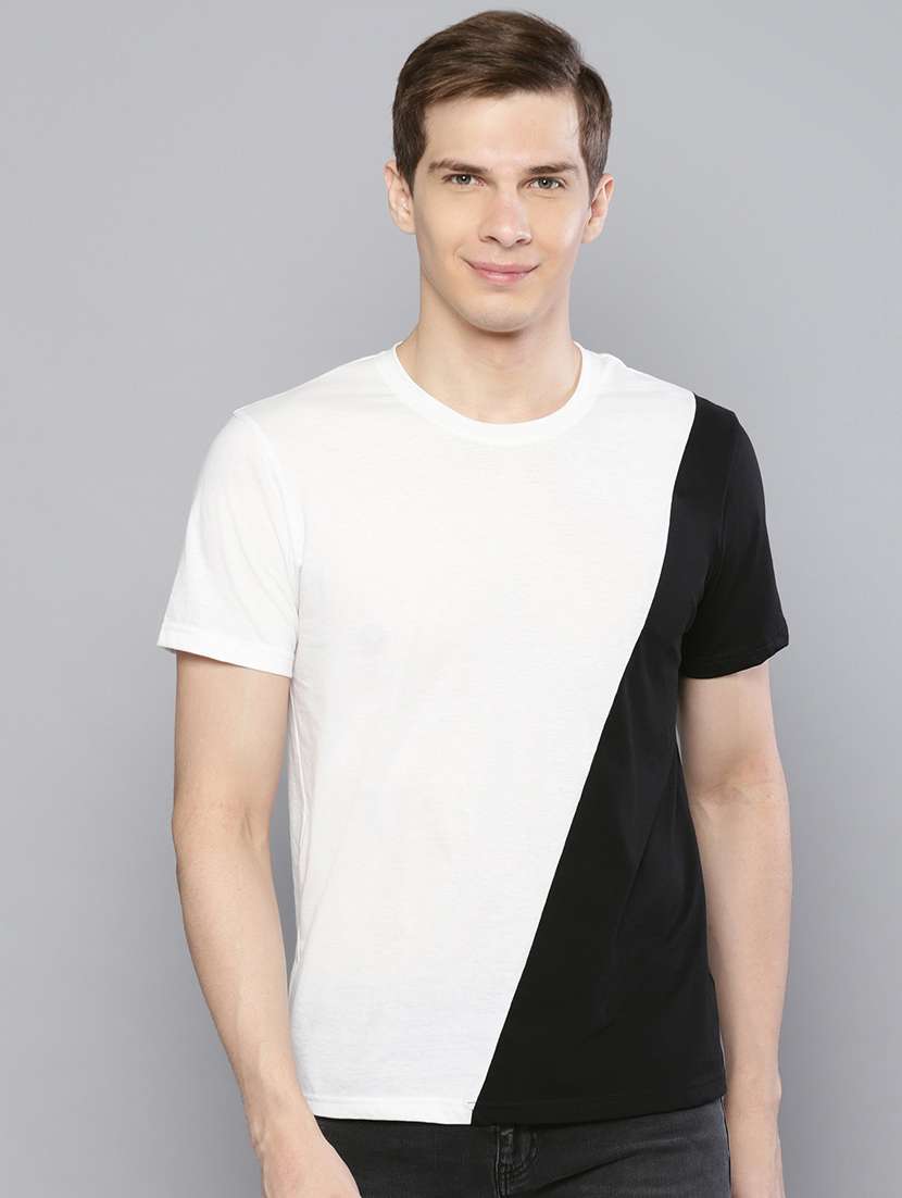 black color block cut & sew t-shirt 
