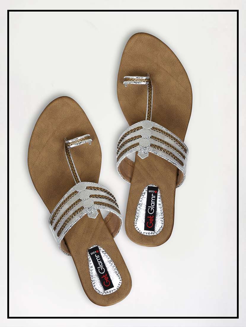 silver one toe sandals