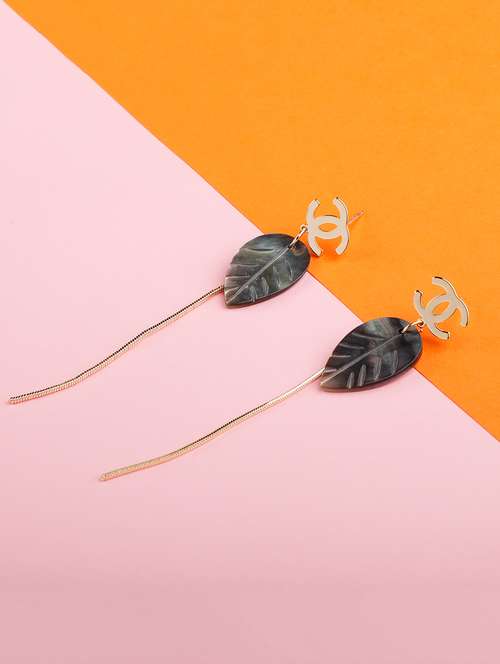 grey metal drop earring - 16603133 - Standard Image - 0