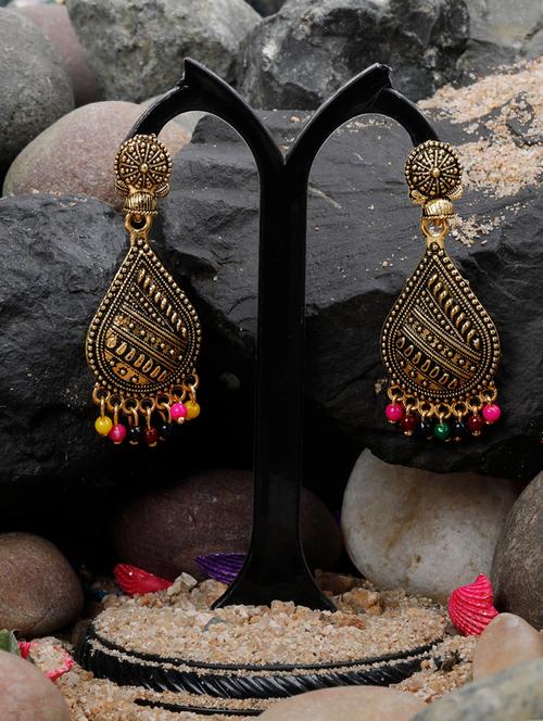 multi colored metal drop earring - 16603171 -  Standard Image - 0