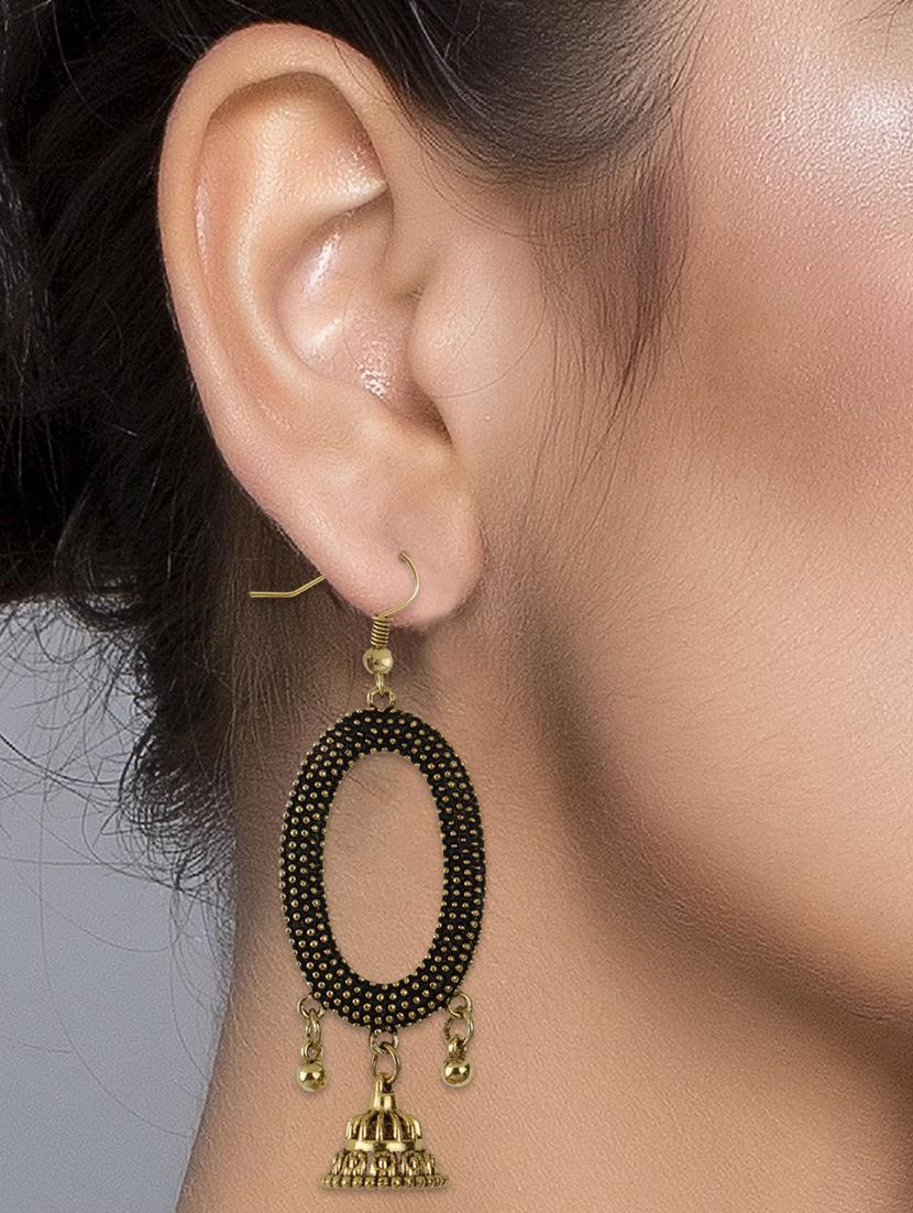 gold metal jhumka earring - 16603248 - Standard Image - 1