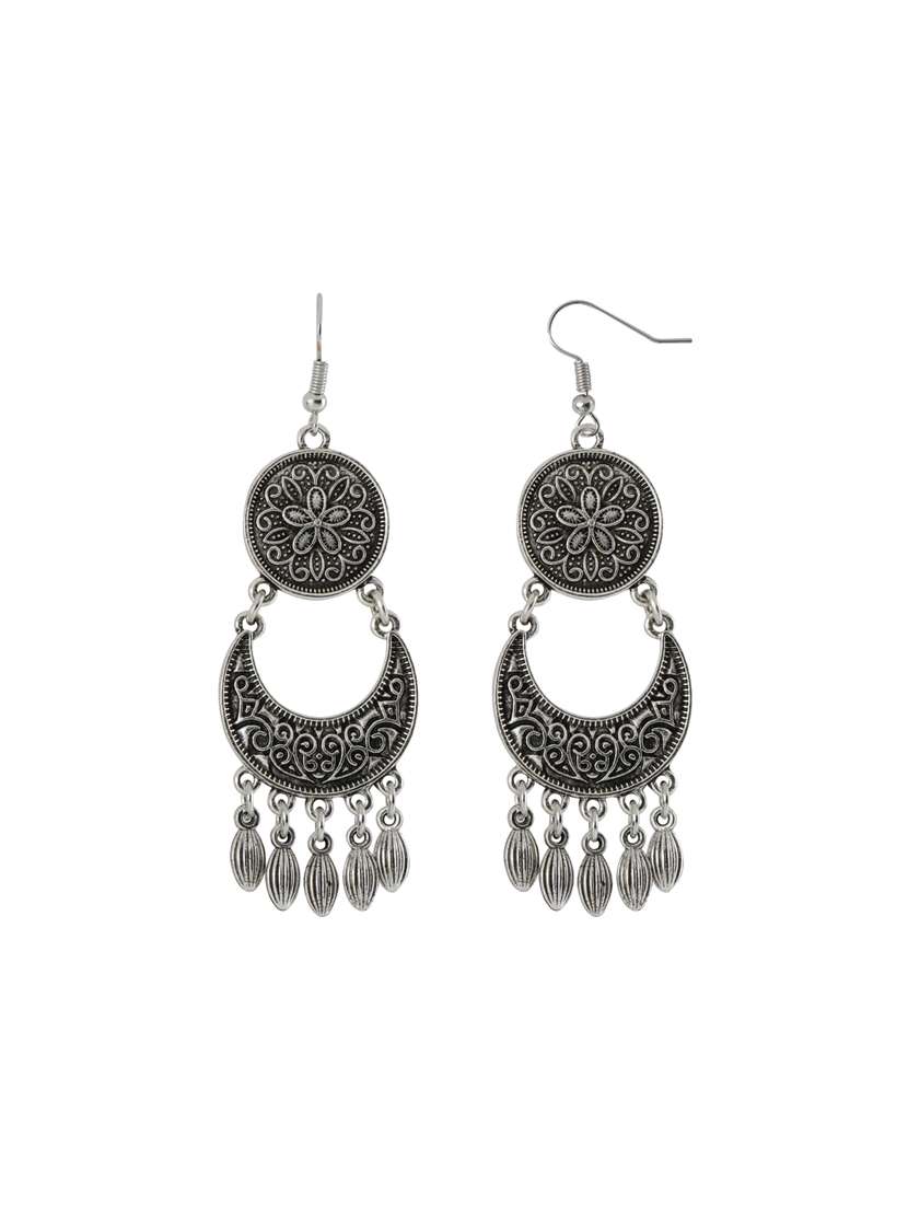 silver metal drop earring - 16603254 - Standard Image - 1