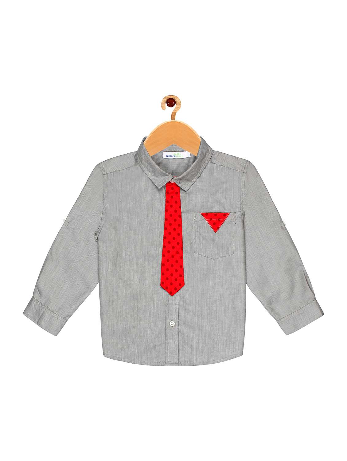 roll up sleeved tie detail shirt - 16603463 -  Standard Image - 1