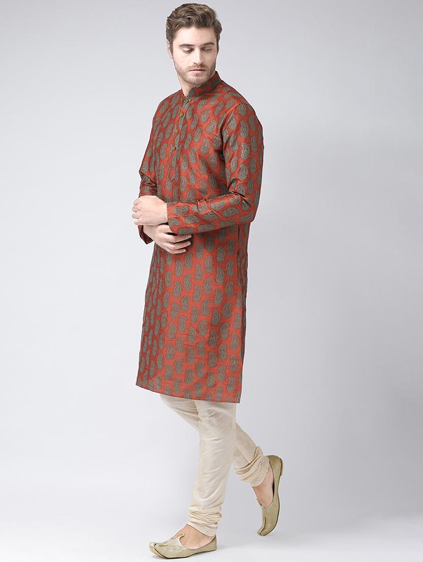 orange paisley printed kurta pyjama set - 16604948 -  Standard Image - 1