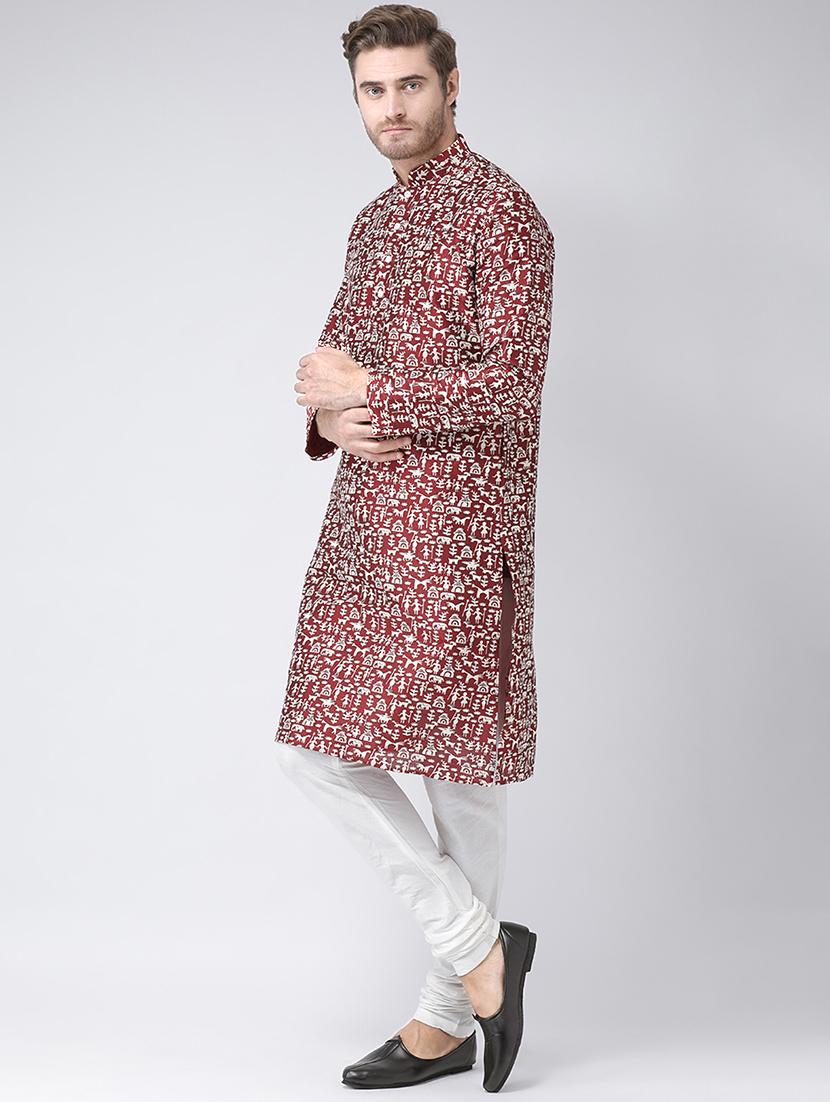 red printed kurta pyjama set - 16604951 - Standard Image - 1