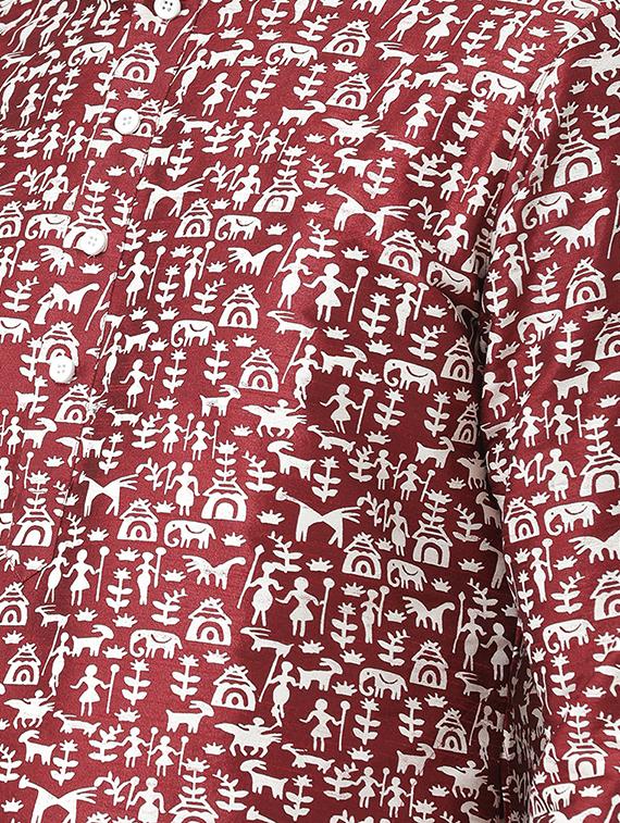 red printed kurta pyjama set - 16604951 - Standard Image - 4