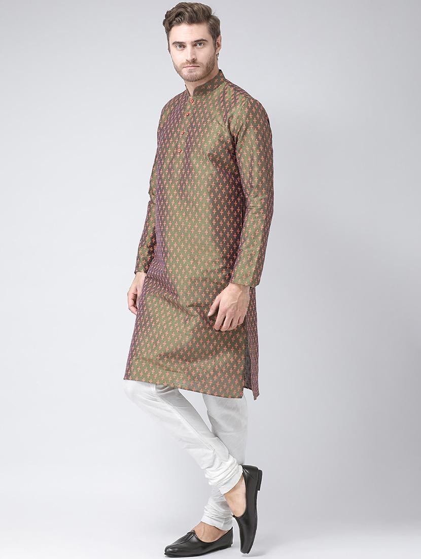 green printed kurta pyjama set - 16604973 -  Standard Image - 1