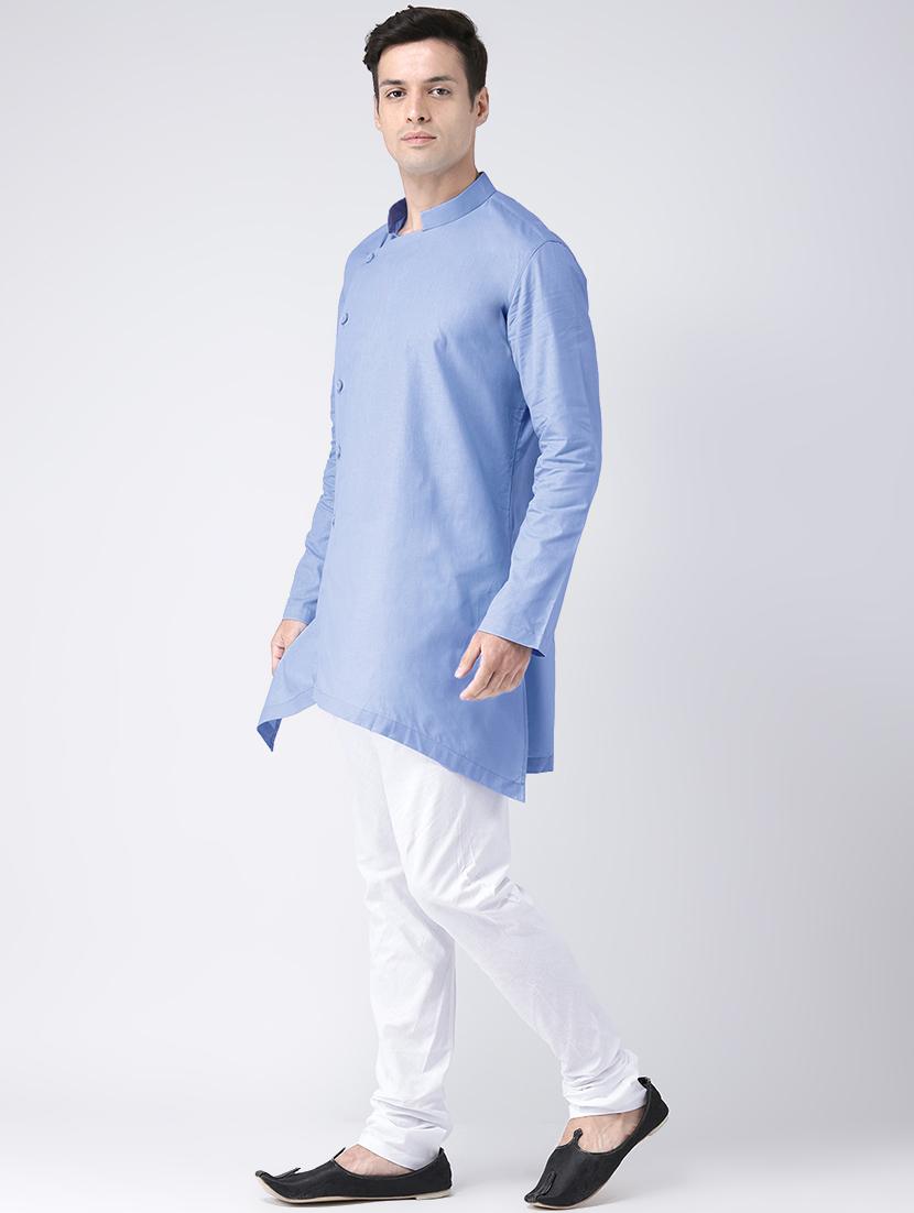 sky blue solid kurta pyjama set - 16604984 - Standard Image - 1