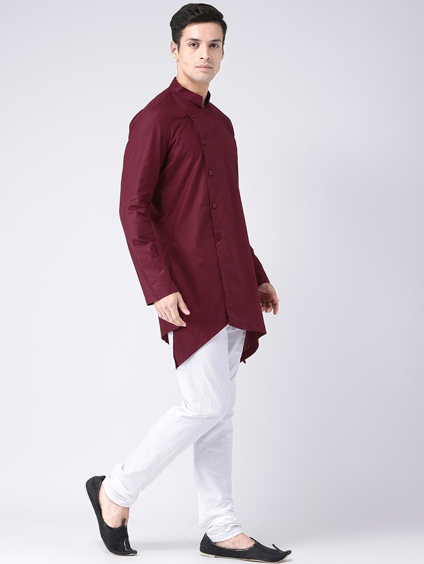 maroon solid kurta pyjama set - 16604986 -  Standard Image - 1