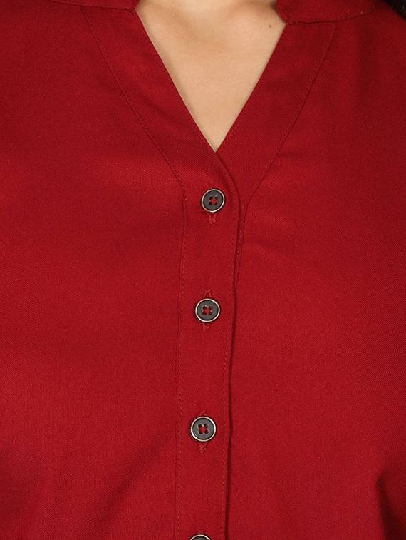 roll up sleeved mandarin neck top - 16605447 - Standard Image - 4