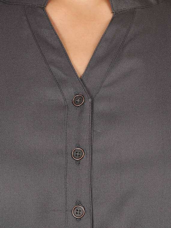 roll up sleeved mandarin neck top - 16605448 -  Standard Image - 4