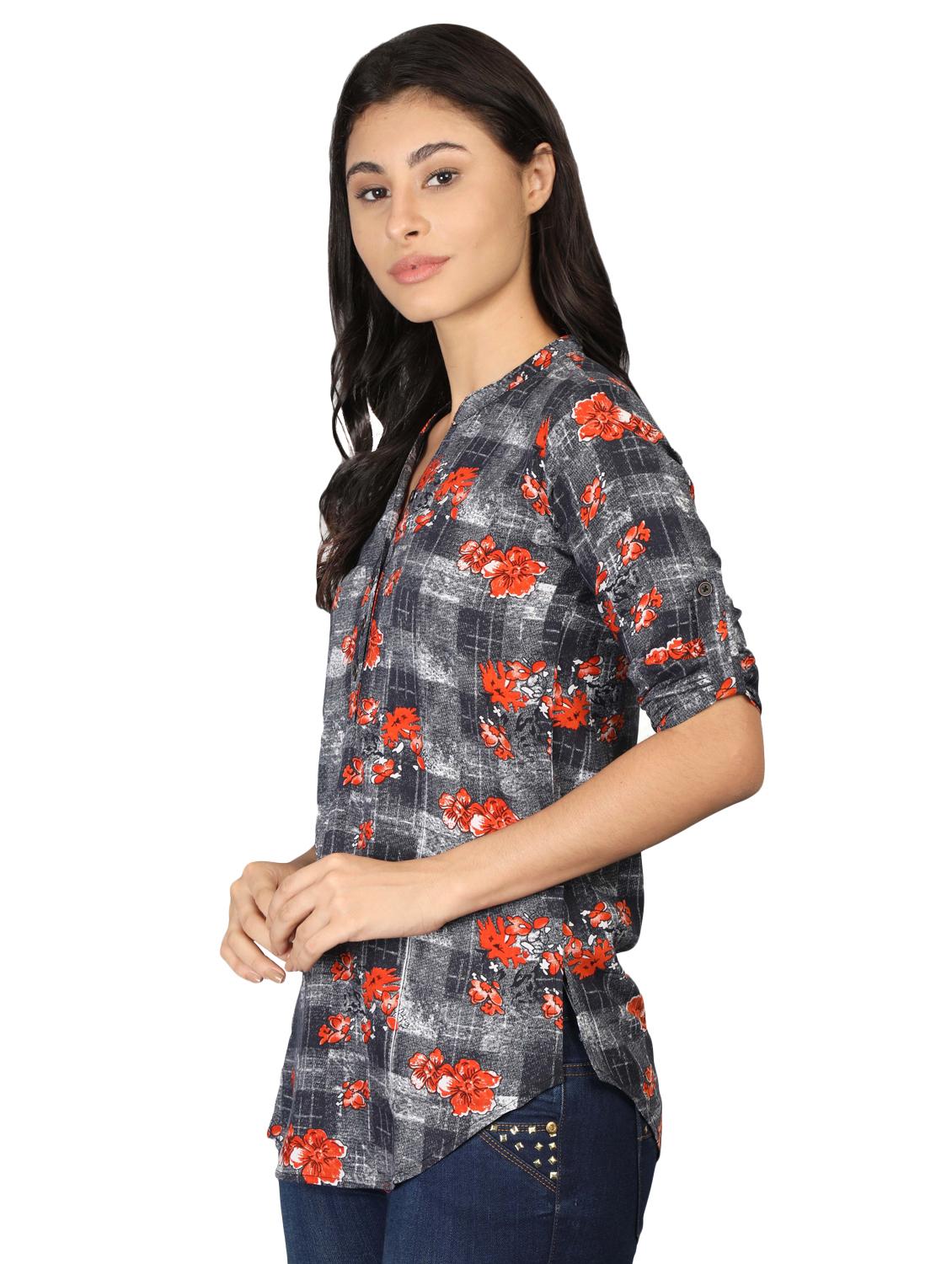 roll up sleeved floral tunic - 16605451 - Standard Image - 1
