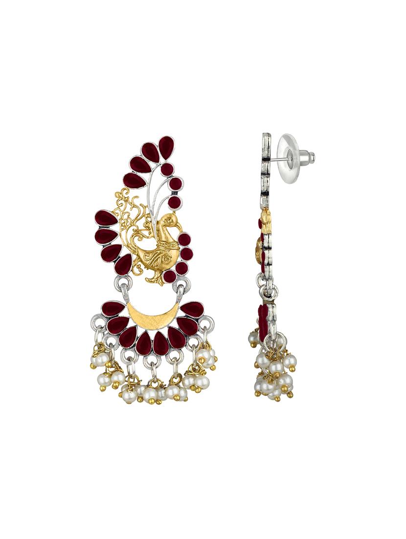 red metal chandellier earring - 16605812 -  Standard Image - 1