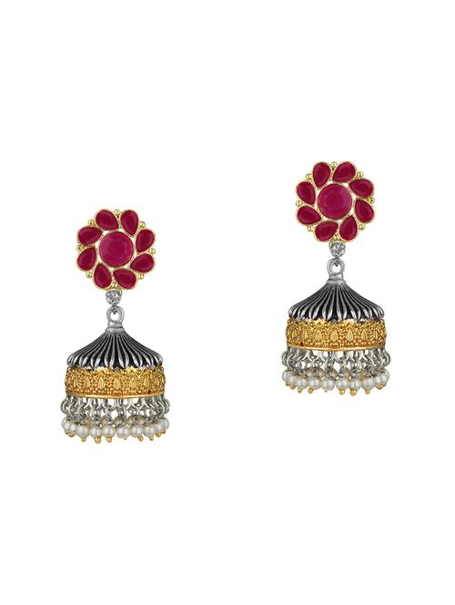 red metal jhumka earring - 16605813 -  Standard Image - 0