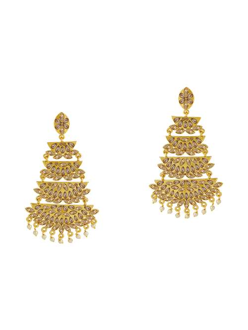 gold metal chandellier earring - 16605819 - Standard Image - 0