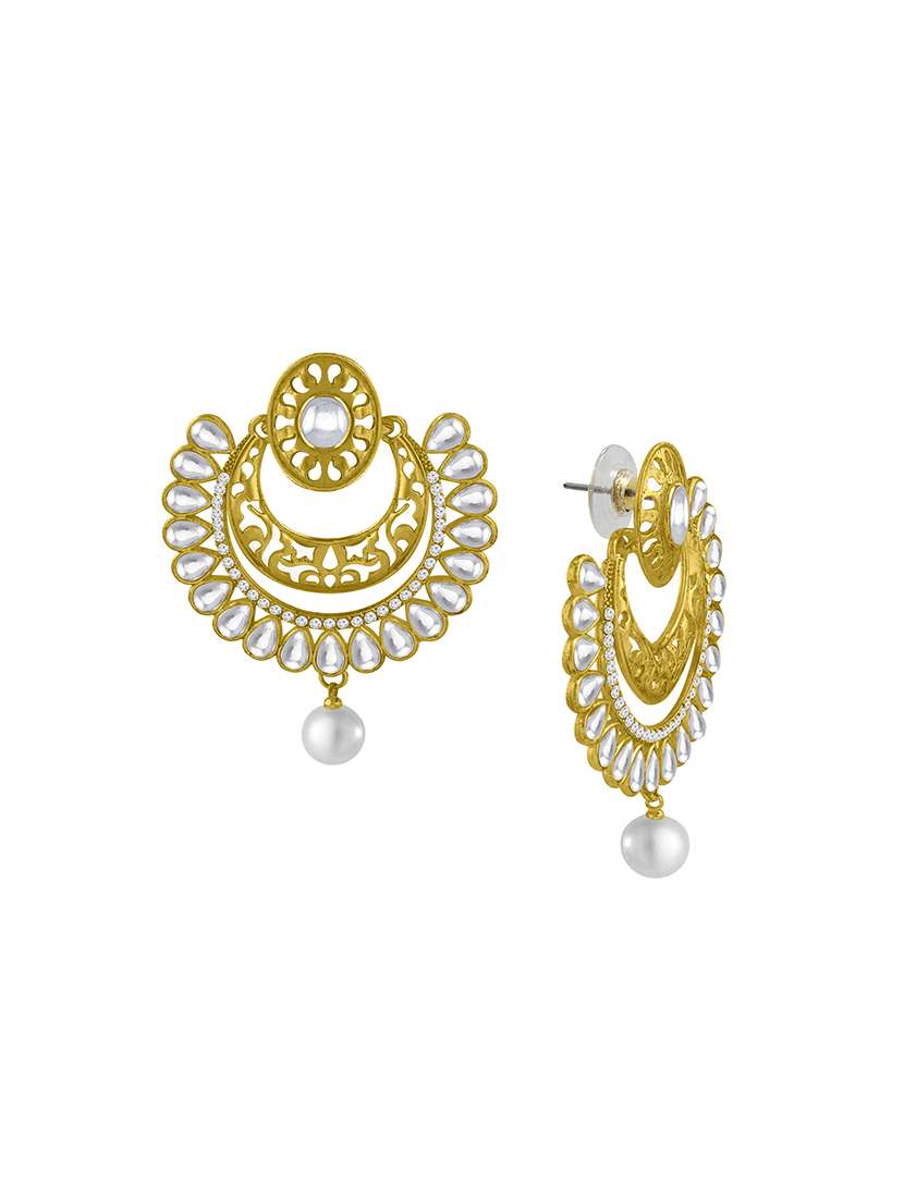gold metal chandballi earring - 16605827 -  Standard Image - 1