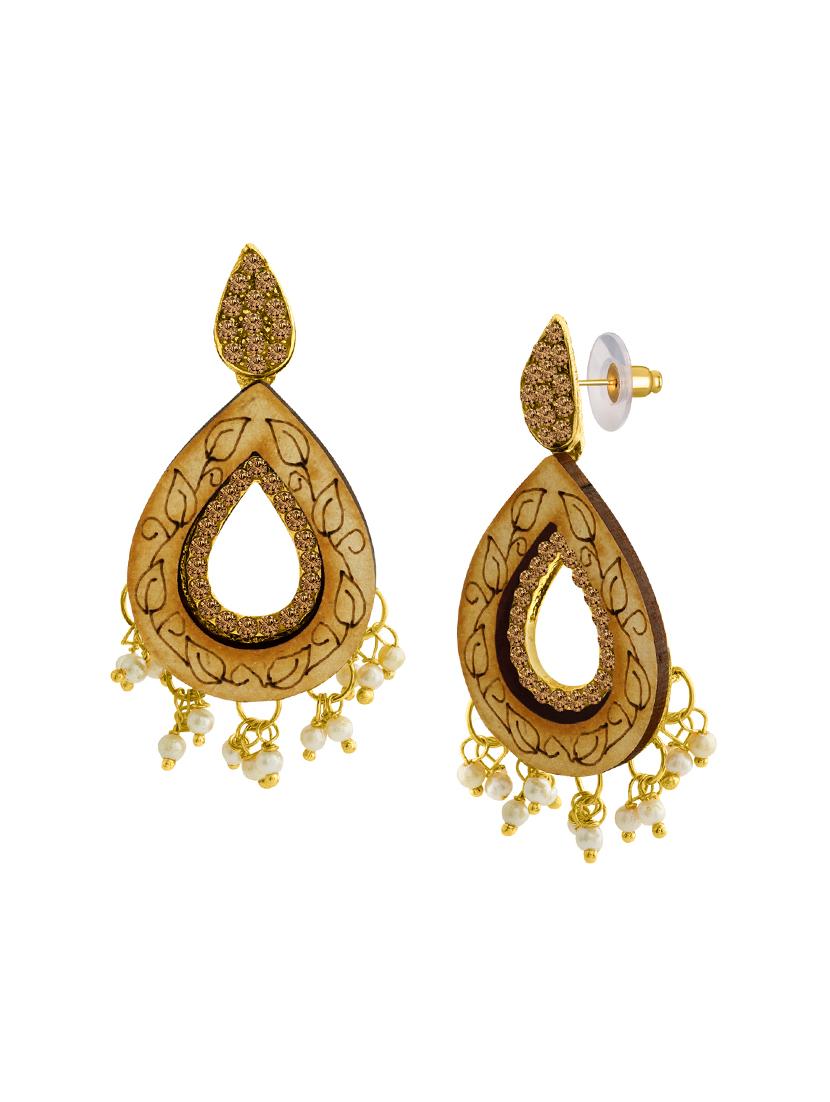 gold metal drop earring - 16605843 - Standard Image - 1