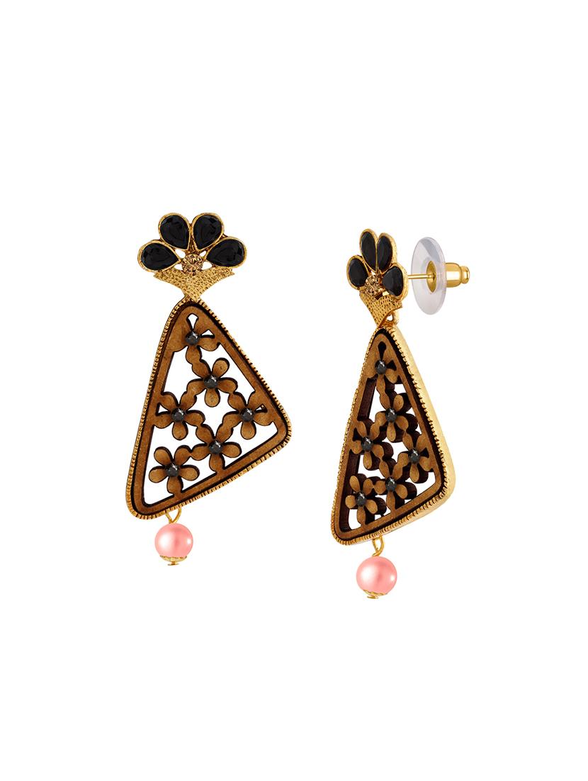 gold metal drop earring - 16605846 - Standard Image - 1
