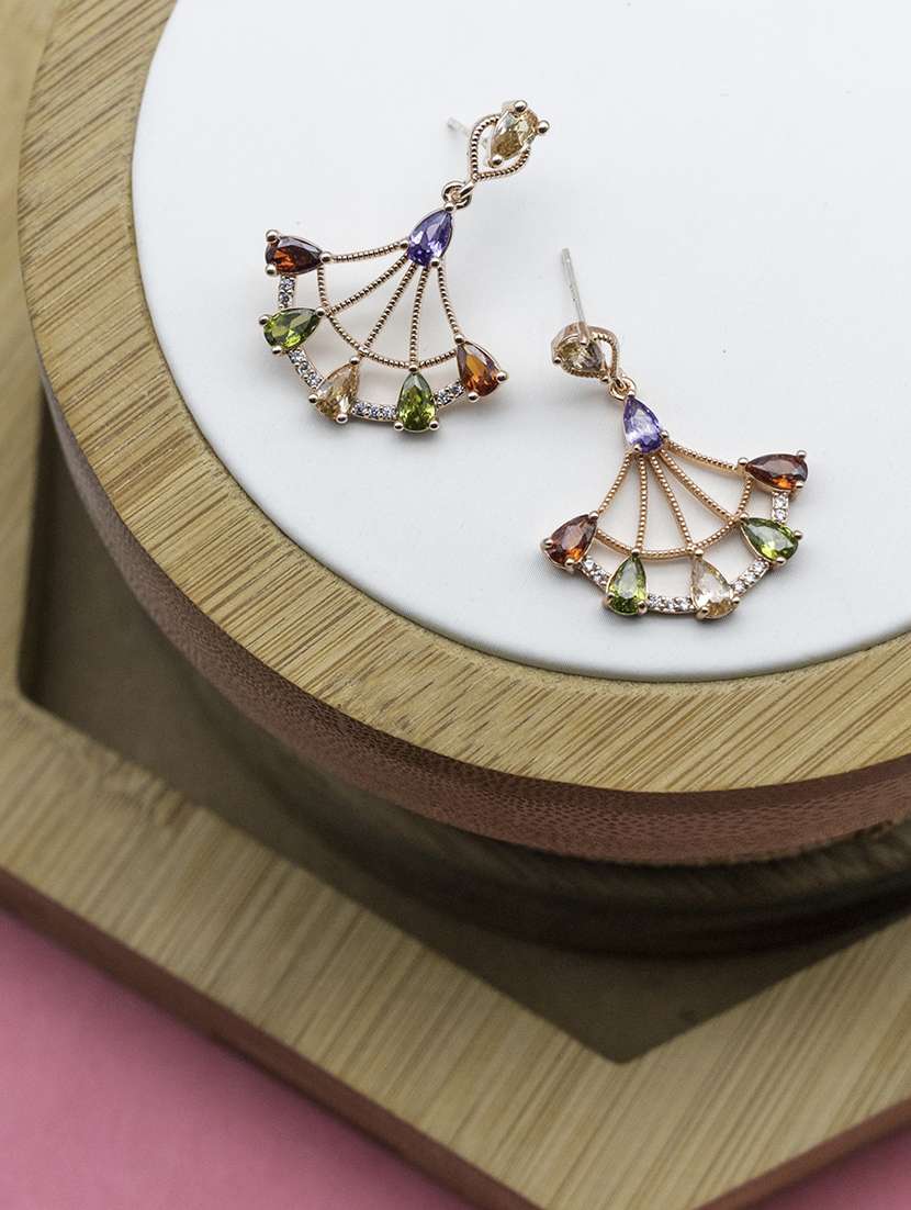 multi colored gold plated drop earring