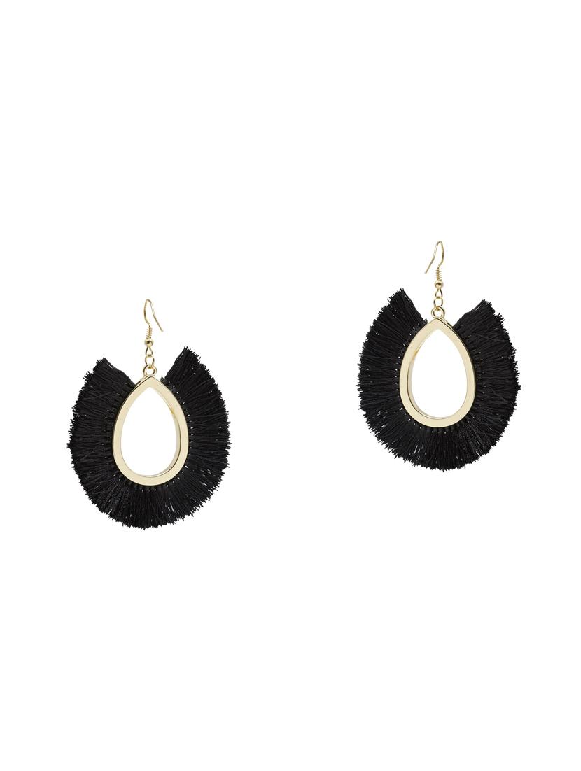 black gold plated drop earring - 16607446 - Standard Image - 1