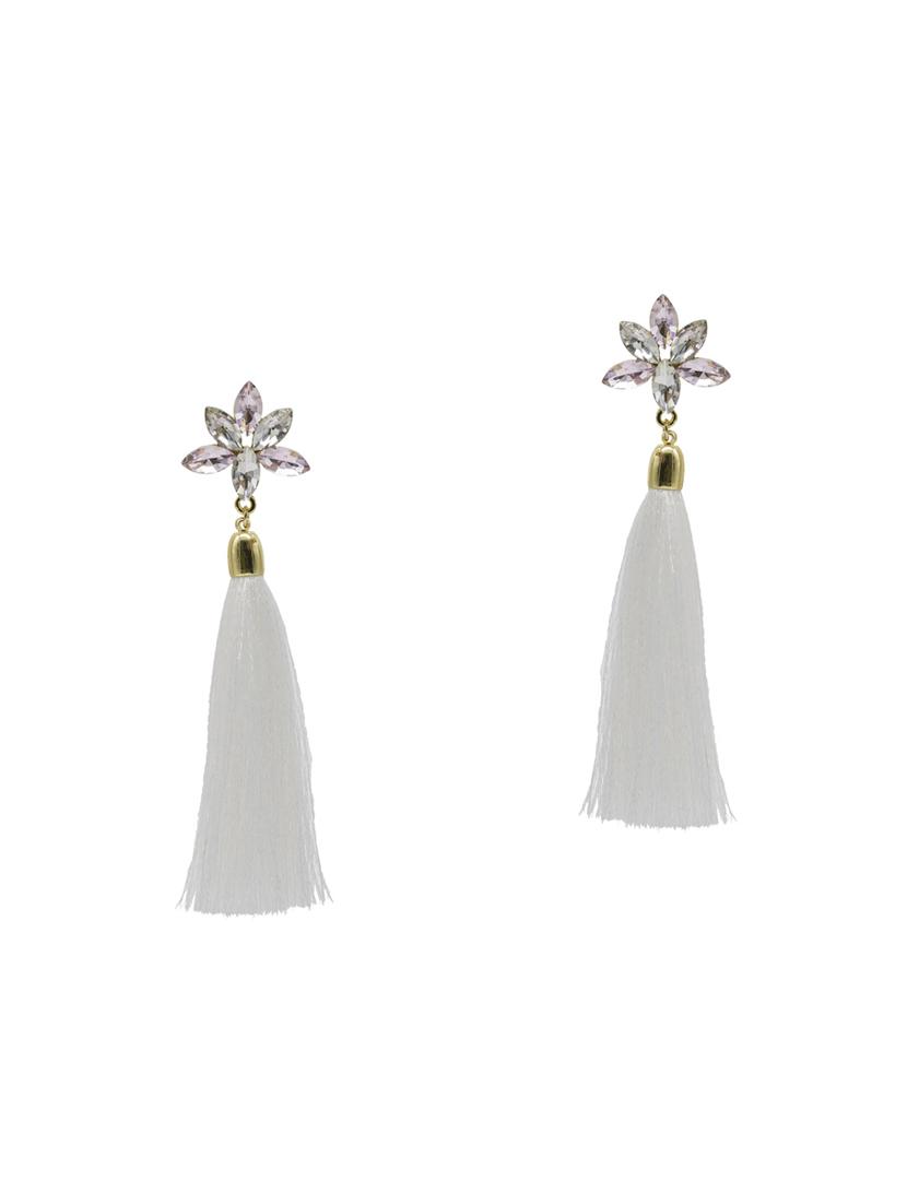 white gold plated drop earring - 16607451 - Standard Image - 1