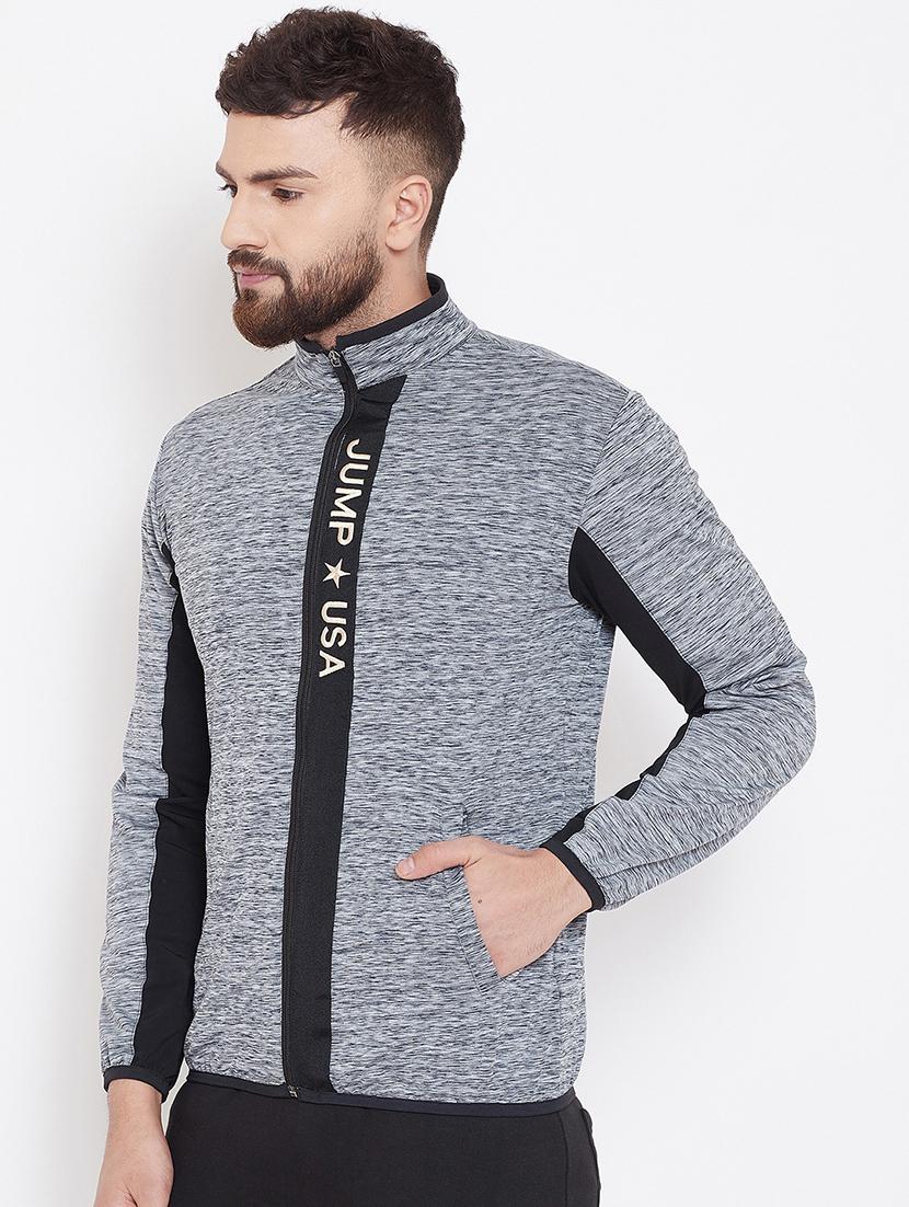 grey melange casual jacket - 16608223 - Standard Image - 1