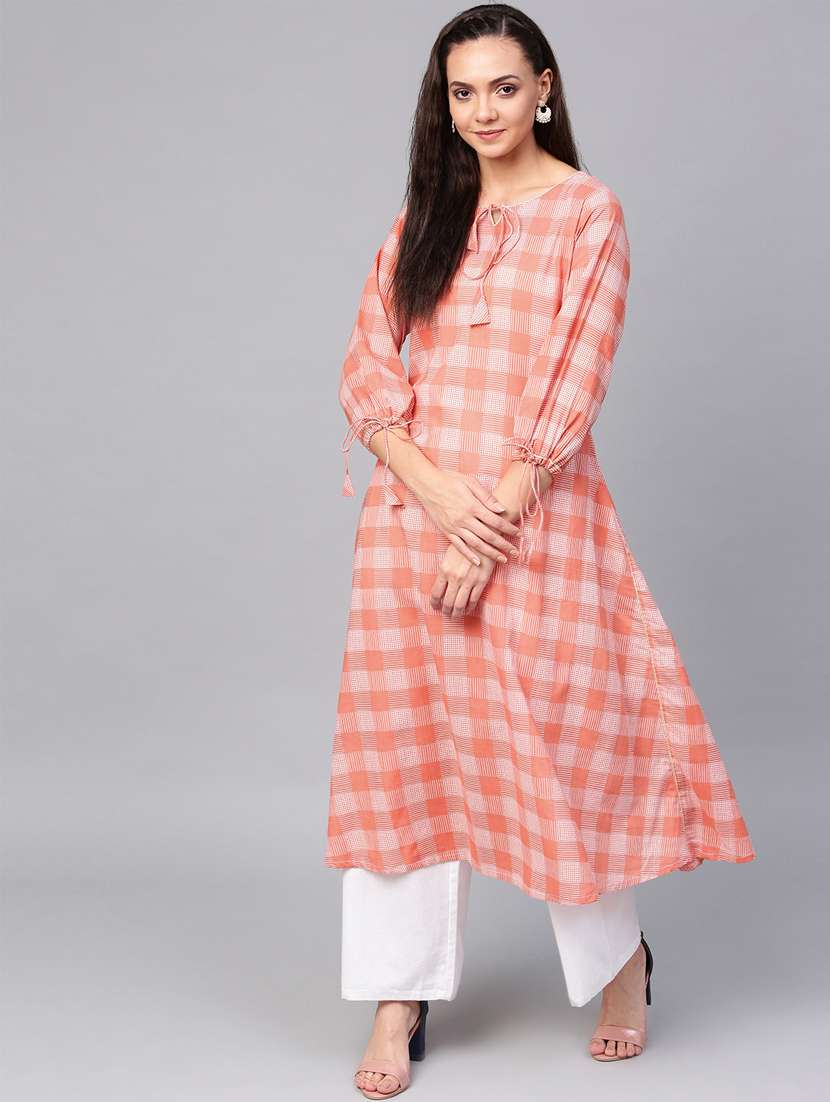 checkered a-line kurta