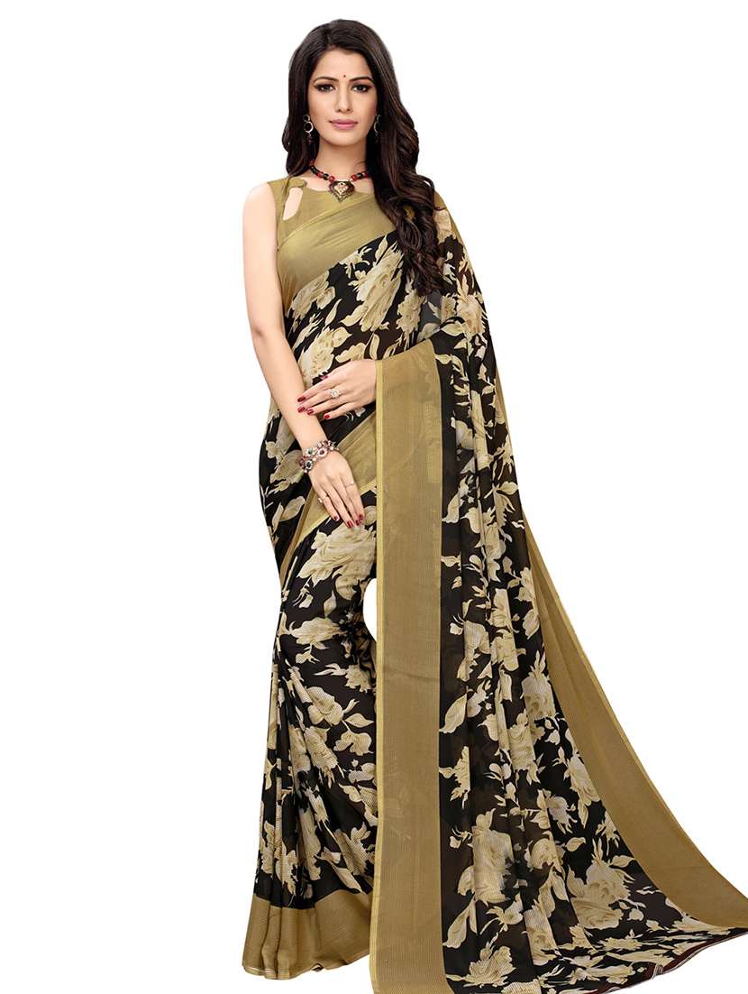 floral printed saree with blouse