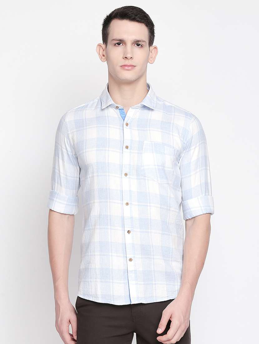 blue checkered casual shirt