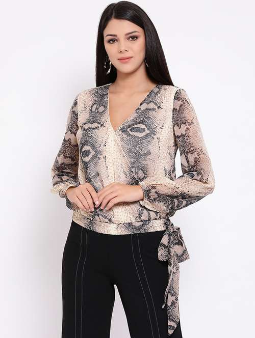 women's wrap v neck top - 16611983 -  Standard Image - 0
