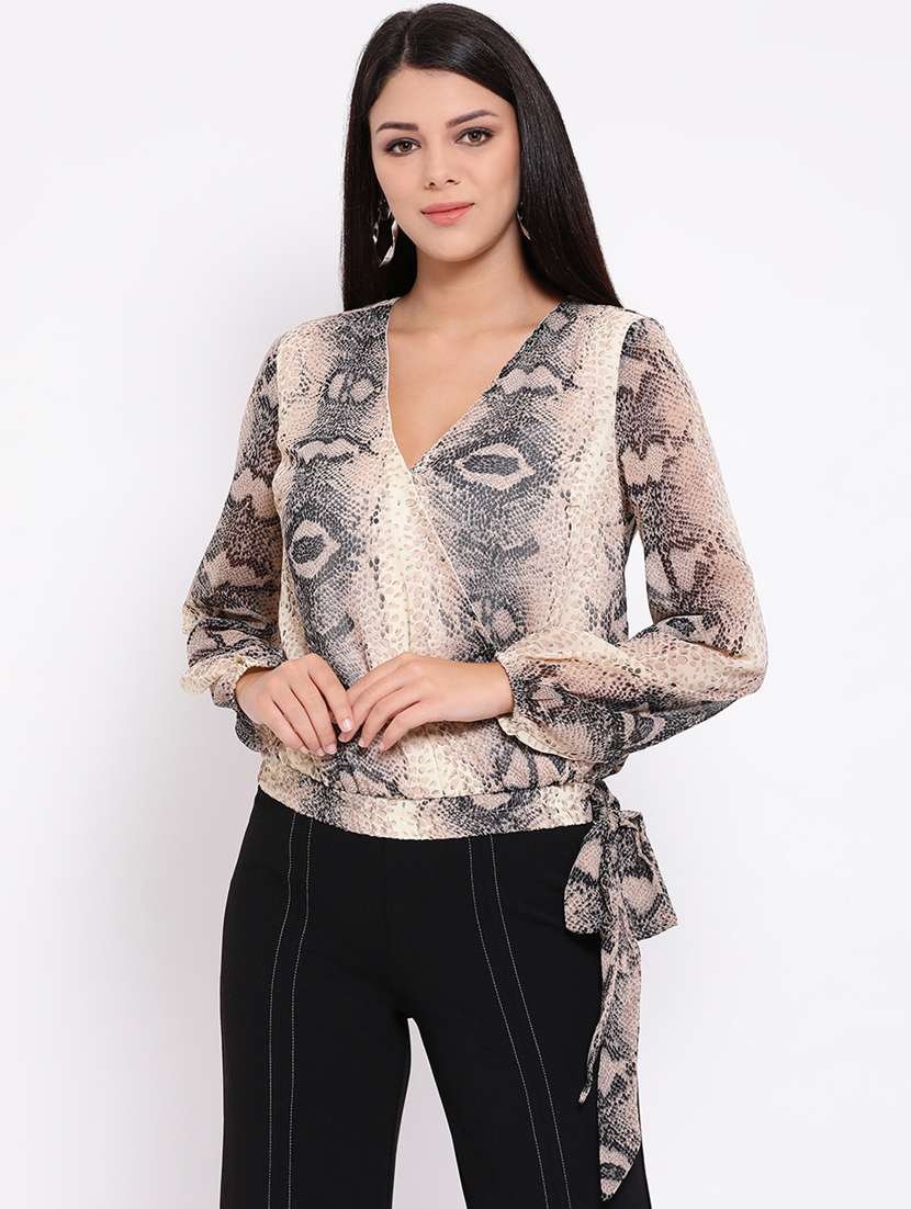 women's wrap v neck top - 16611983 -  Zoom Image - 0