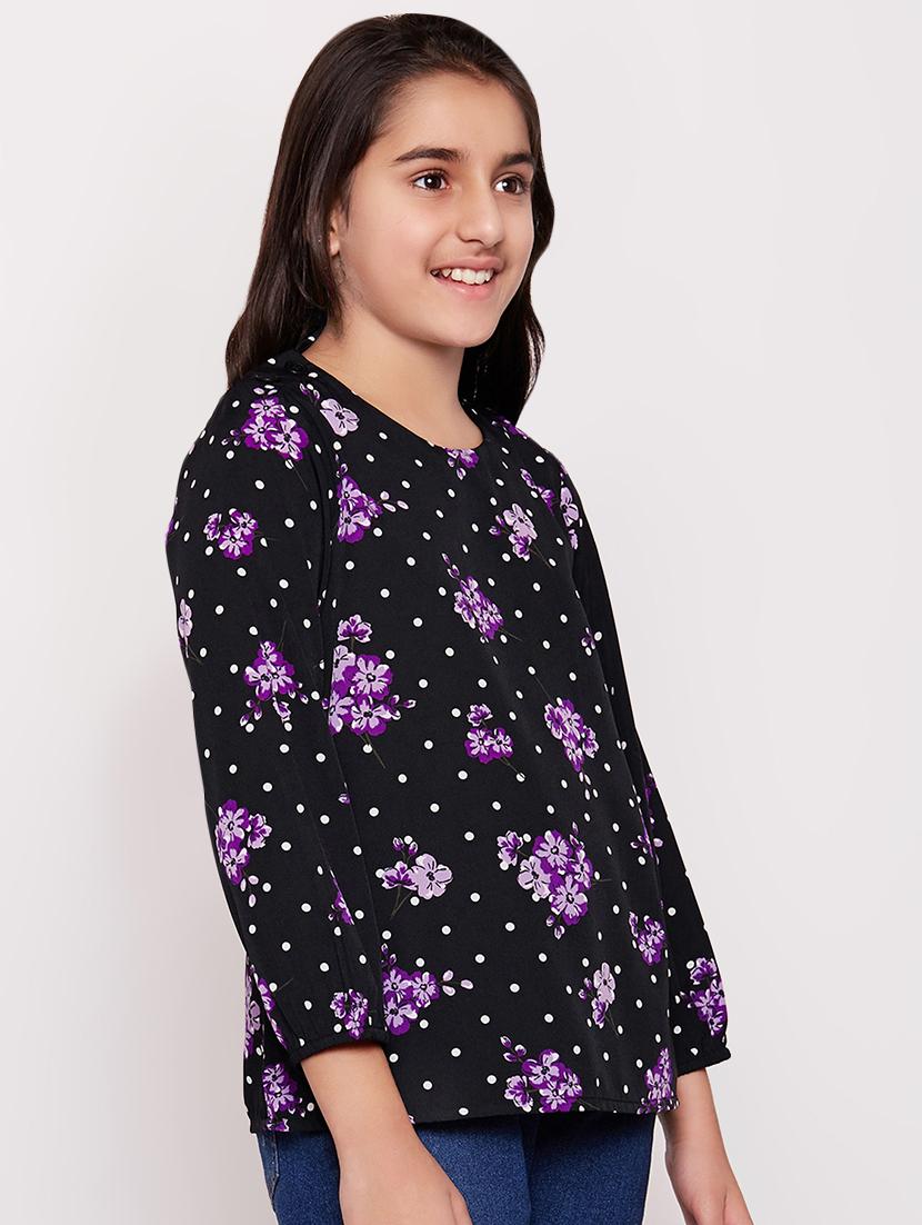 round neck polka dots top - 16612030 - Standard Image - 1