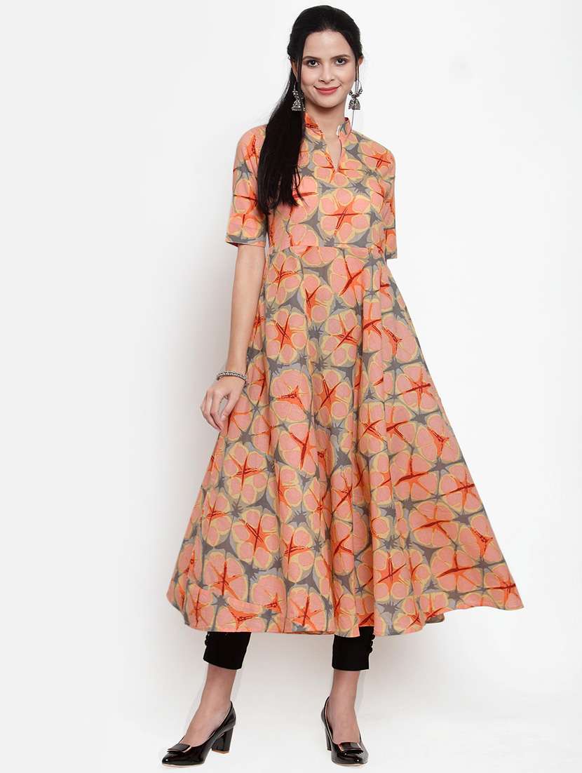 printed flared anarkali kurta