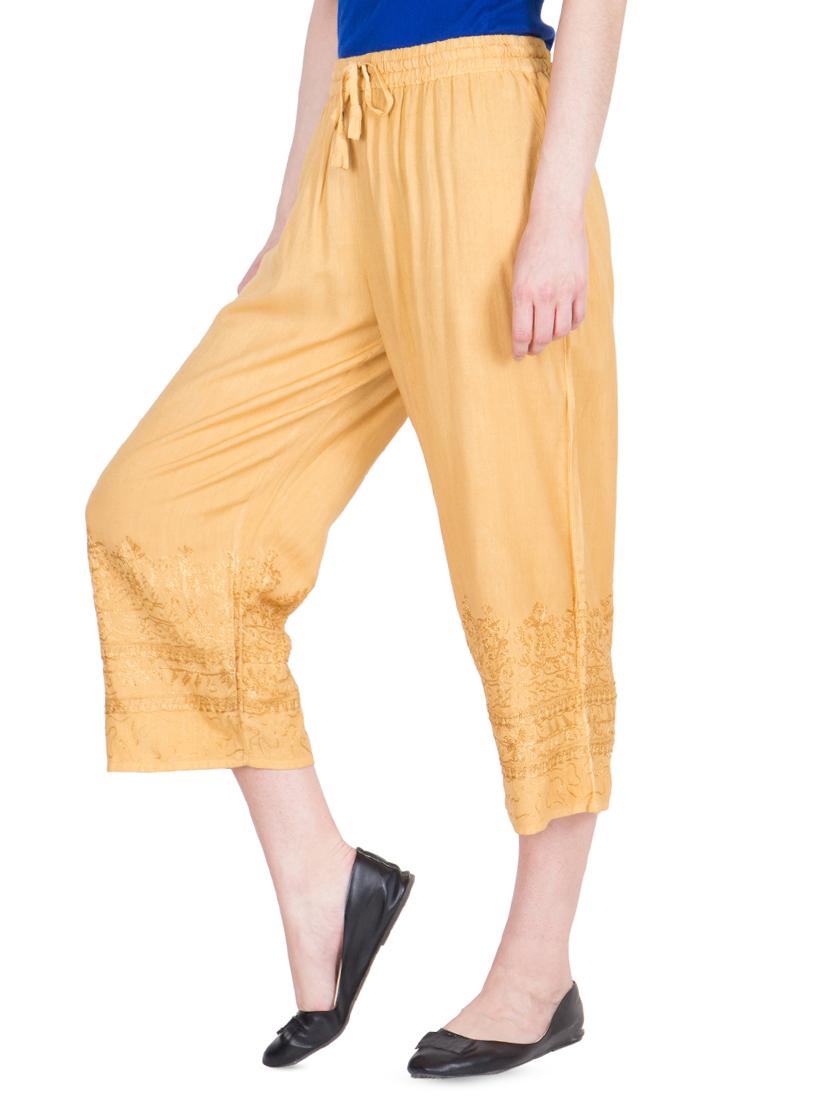 beige rayon straight tapered pant - 16618568 - Standard Image - 1