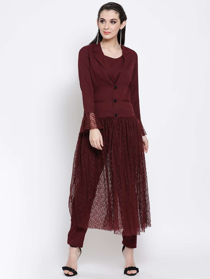 lapel neck floral laced jacket