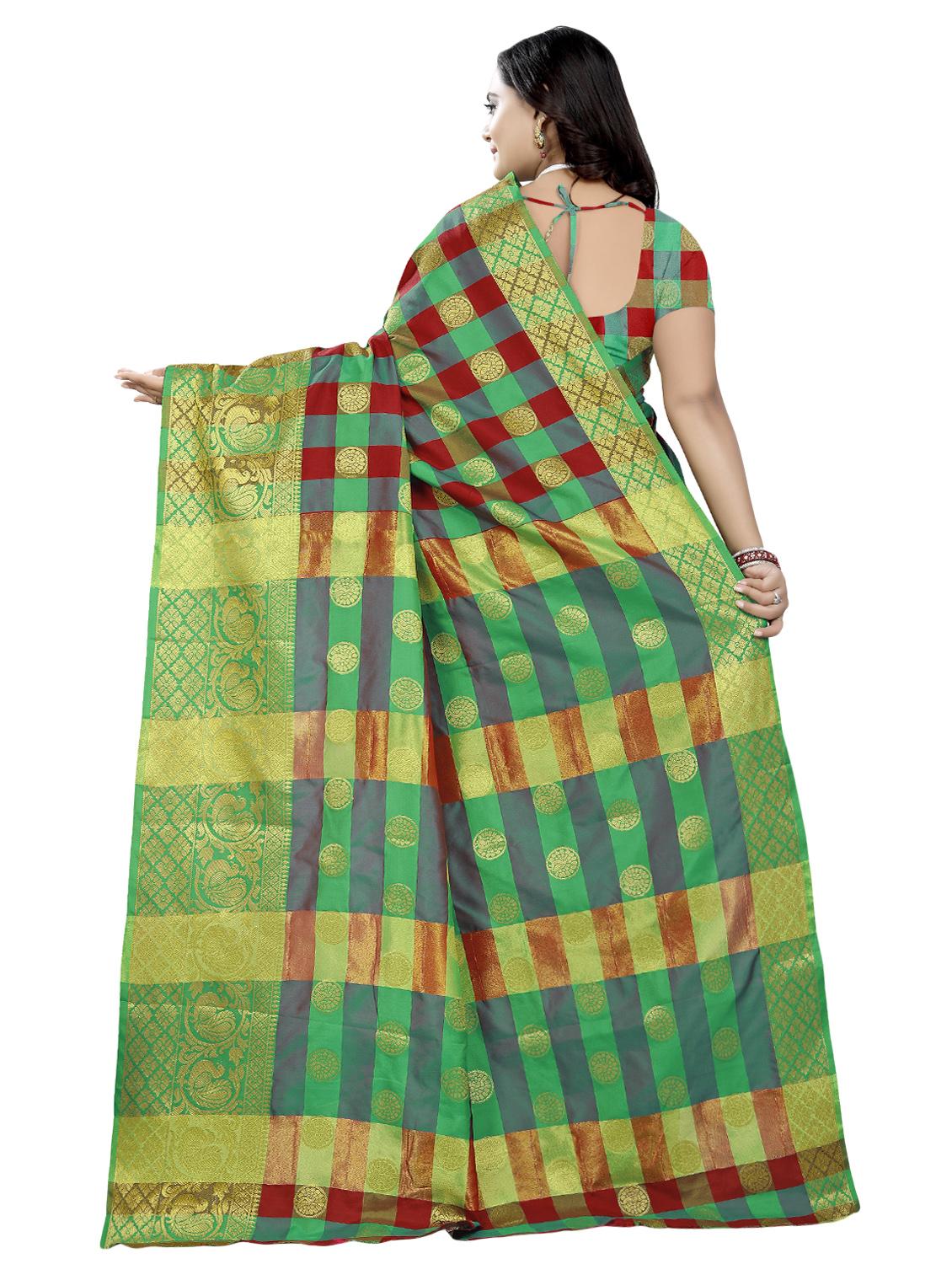 checkered banarasi saree with blouse - 16618744 -  Standard Image - 1