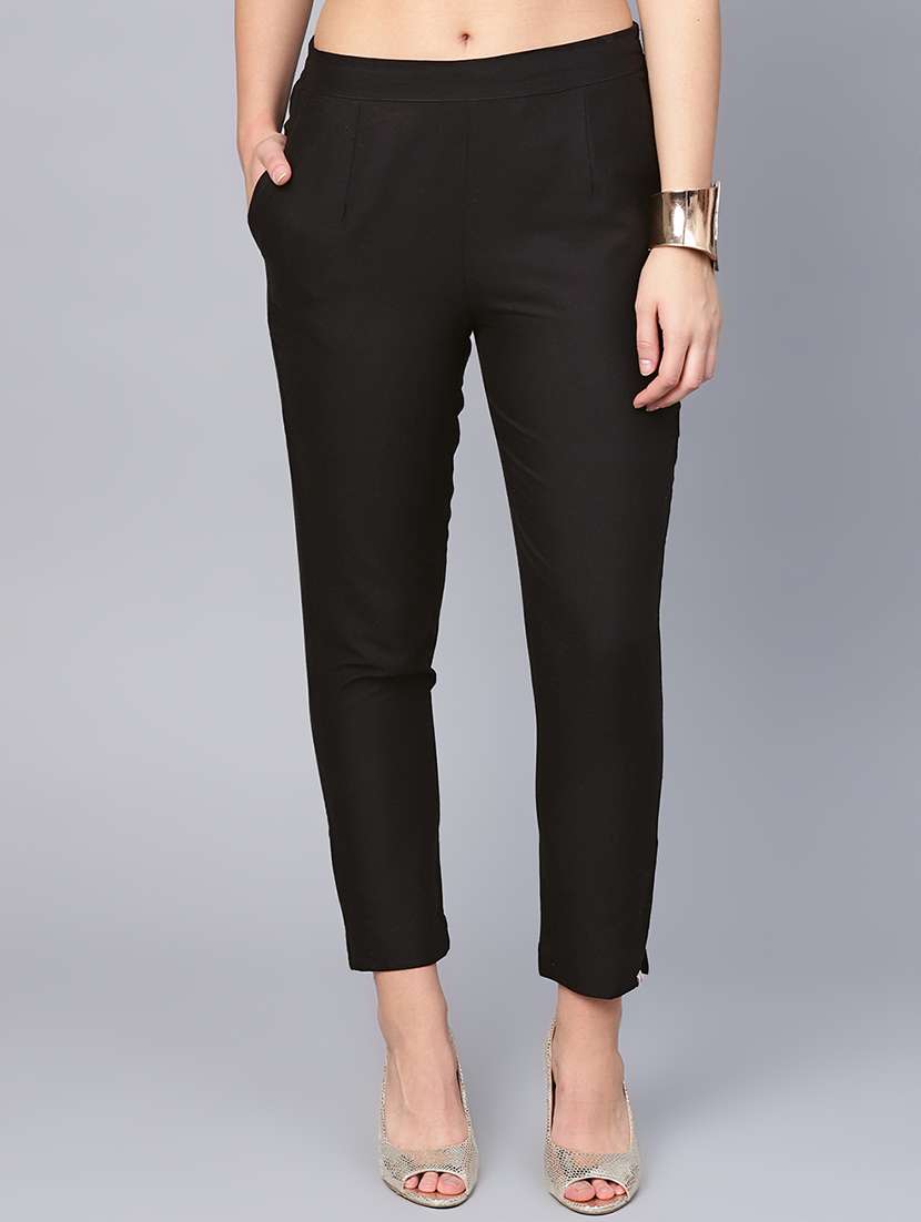 solid straight tapered pant
