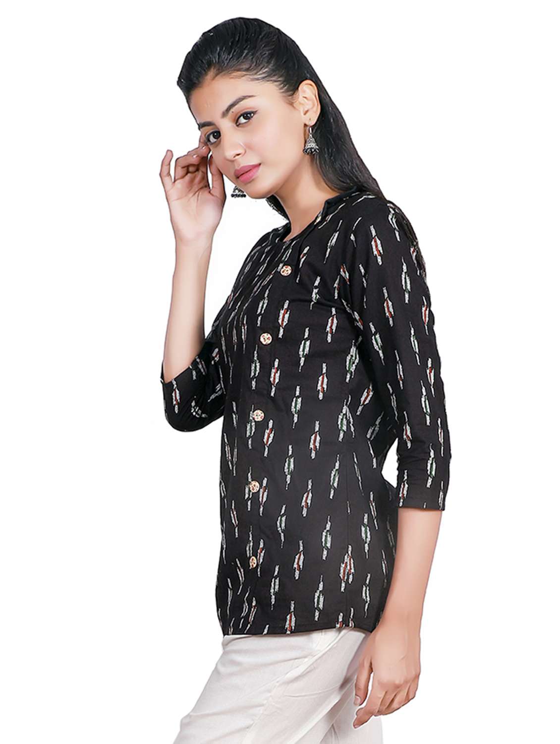 women's straight round neck top - 16630742 - Standard Image - 1